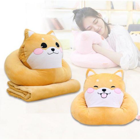 柴犬午睡枕头含毯子60元