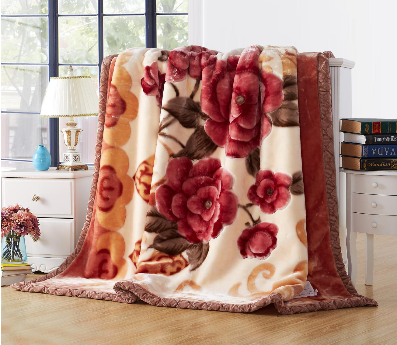 花开富贵高级工艺毛毯305元